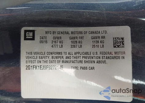 2015 Chevrolet Camaro 2Ss из США, поврежденный, VIN 2G1FK1EJ9F9272145